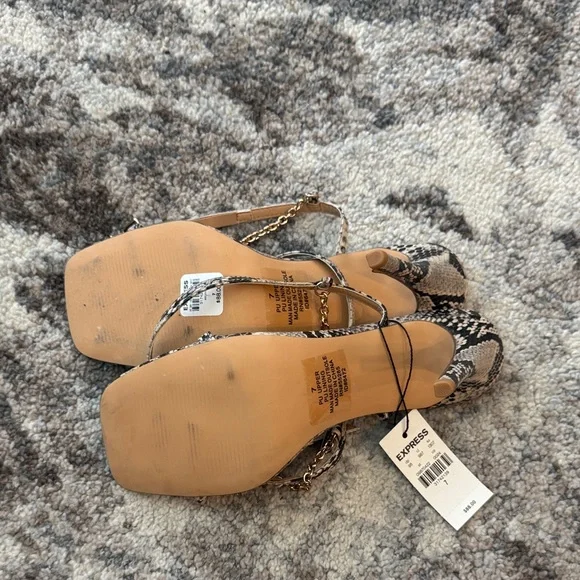 Express Black and Cream Snakeskin Sandals - Picture 2 of 5